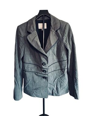 Classiques Entier Grey Textured Notch-Lapel Fitted Blazer